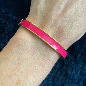 Kate Spade Tickled Pink Enamel Hinged Idiom Bangle